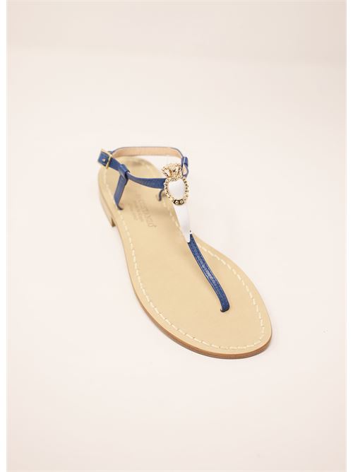 Blue Capri sandals with horn Da Costanzo | SANDALICORNOCAPRIBLUBIANCO